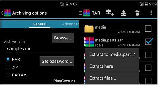 aplikace RAR pro Android